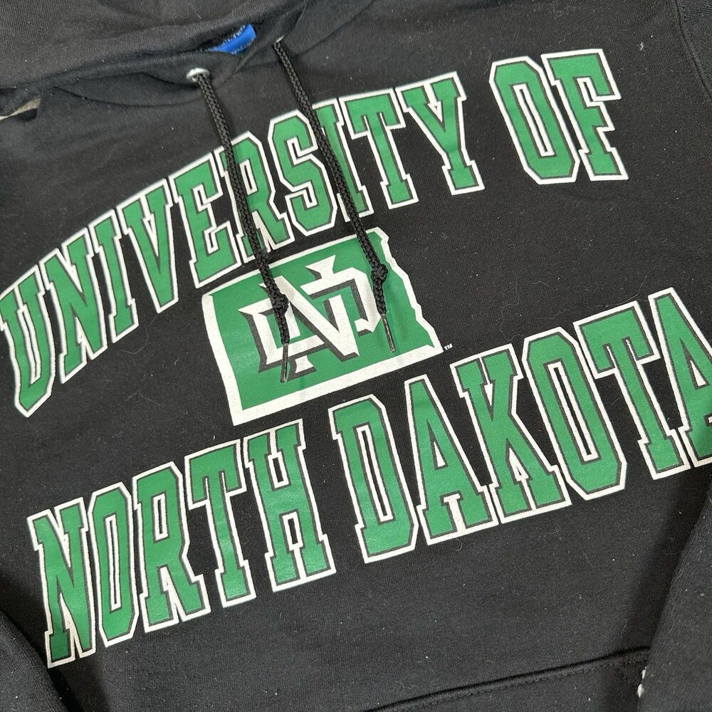 Champion Eco Fleece University Of North Dakota UND VTG Hoodie Sweatshirt Black S